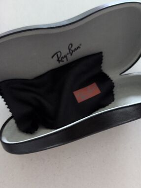 Ray-Ban Black Case with Black Microfiber Cloth and Red Logo Patch